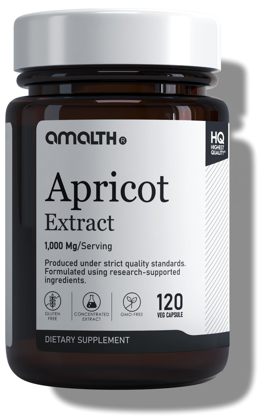 AMALTH Apricot Extract Supplement Capsules (25:1) 120 Capsules 500mg per Capsule, 1000 mg Servings (Pack of 1) (Herbal, Vegan, Non-GMO and Gluten Free)