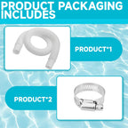 1-1/4 Inch x 3ft Foot Long White Above Ground Pool Flex Connection Hose with 2 Metal Clamps for Pump 330 GPH, 530 GPH, and 1,000 GPH Compatible with Intex Coleman Summer Waves Pool Skimmer (2)