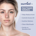 Ourmed Life Face Towels, Disposable Biodegradable Clean Facial Towels for Sensitive Skin, Lint- free Face Cloths for Makeup Remover, Skincare and Women Cleaning, Dry Wipes,300 Count Dot Texture