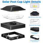 Peasur 4x4 Solar Post Cap Light 10 Pack, 2 Modes 16 LED Fence Deck Post Lights Waterproof, Black Post Lights Solar Powered Outdoor, Fit 4x4, 3.5x3.5 Wood/Vinyl Posts for Porch Fence