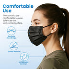 Borje Disposable Face Mask, 100 PCS Black Masks, 3 Ply Protection Face Masks