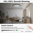 zemty 4Pack LED Flush Mount Ceiling Light, 9Inch 18W Dimmable Ceiling Lights Fixture, 5 Color Temperatures (3000K-6500K) Black Round Ceiling Lamp for Bedroom, Kitchen, Hallway,Bathroom