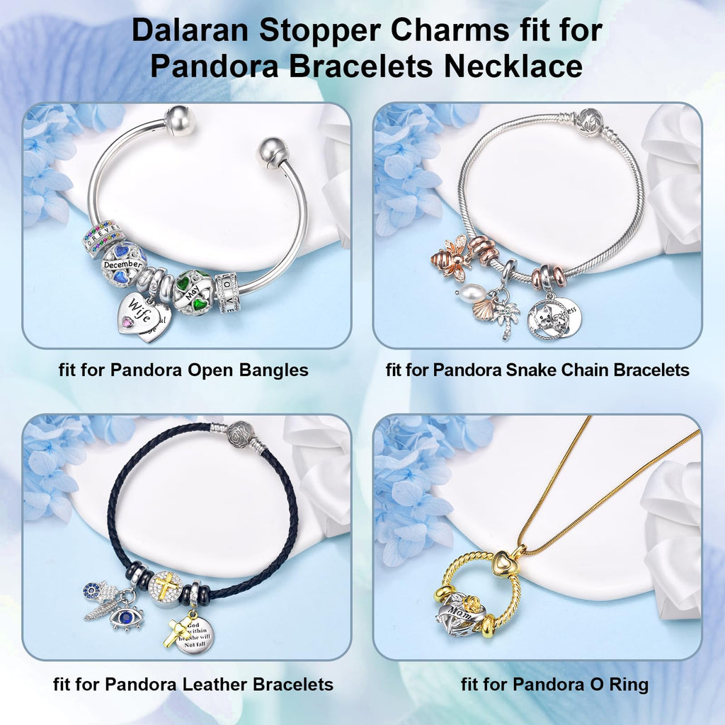 DALARAN 4PCS Stopper Charms Fit Pandora Bracelet Rubber Spacer Beads
