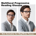 2 Pack Excellent Unbreakable Progressive Multifocus Reading Glasses for Men, TR90 Thick Frame Blue Light Blocking Glasses Anti UV/Eye Strain Computer Readers No-Line Multifocal Eyeglasses, +1.75x