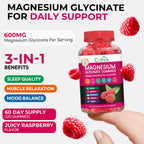 Magnesium Glycinate Gummies 600mg, High Absorption Magnesium Gummies, Black Currant Oil, Calcium, Vitamin B6, Sugar Free Chews for Adults & Kids Relaxation, Stress Relief, Night Rest