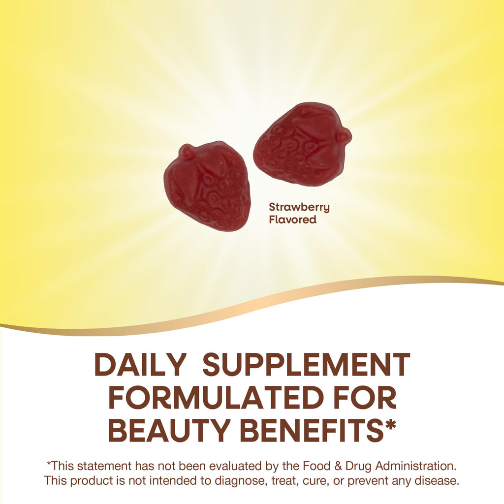 Nature's Way Alive! Hair, Skin & Nails Gummies, Advanced Beauty Formula*, with Biotin and Collagen, Strawberry Flavored, 60 Gummies (Packaging May Vary) (Pack of 2)