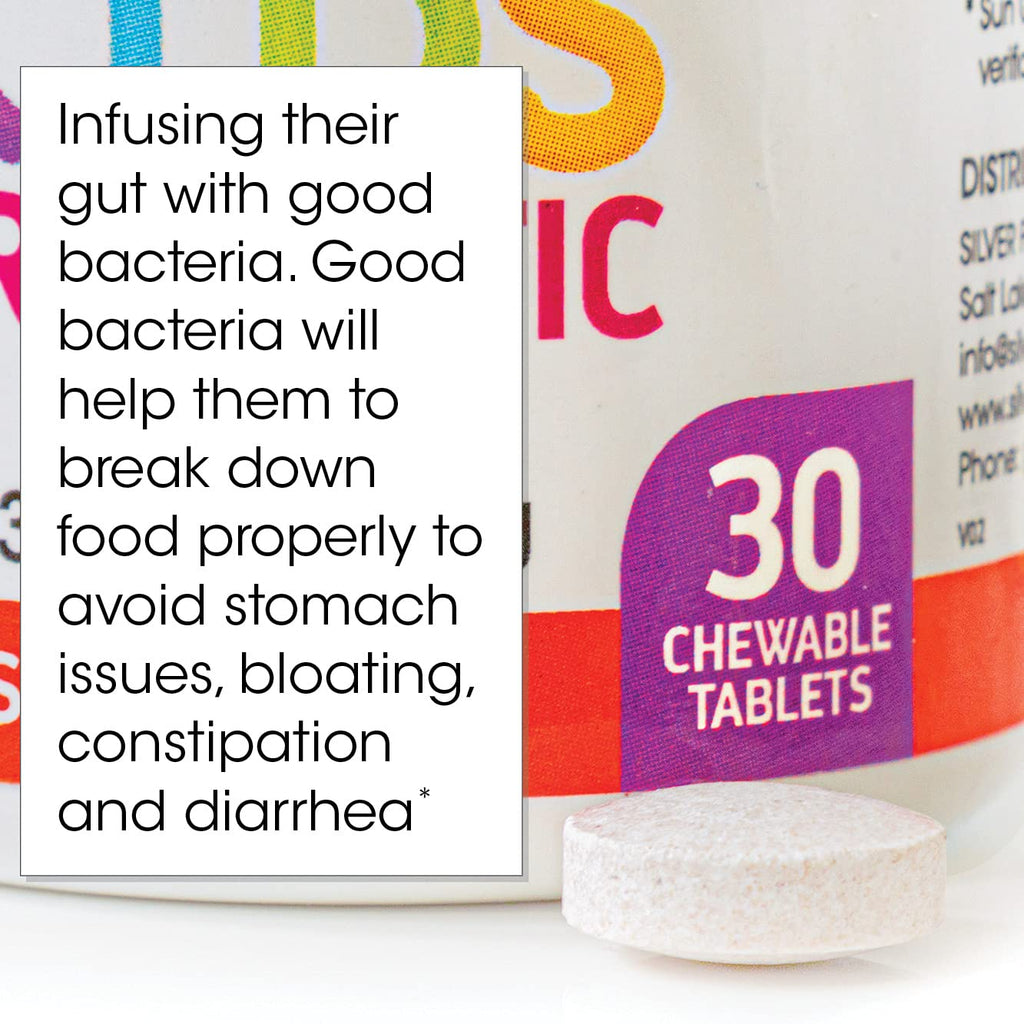 Silver Fern Brand Kids Ultimate Probiotic - 1 Bottle - 30 Chewable Tablets - Sugar & Gluten Free - Children's Dietary Supplement - DNA & Survivability Verified - Digestive & Immune Support