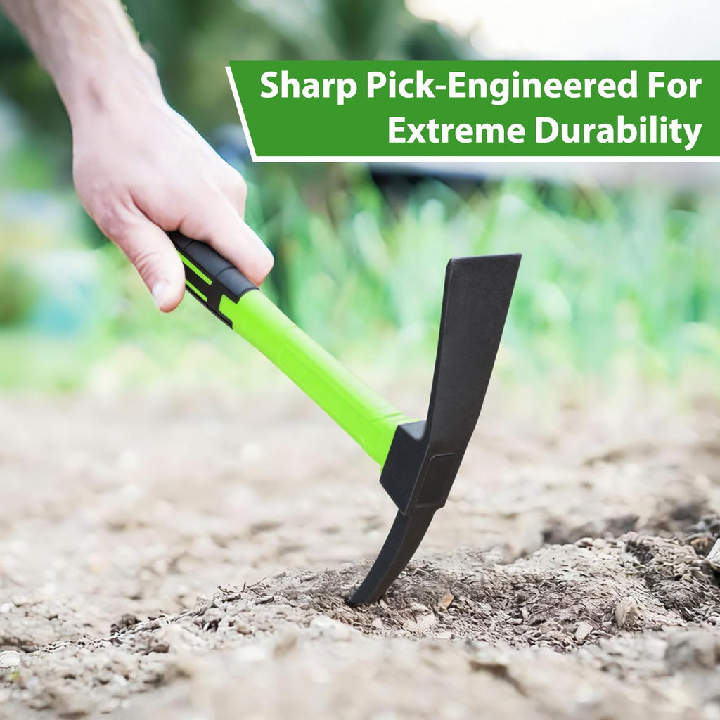 NAUKII 15inch Gardening Pick Durable and Comfortable Handle Garden Tool for Flower Work