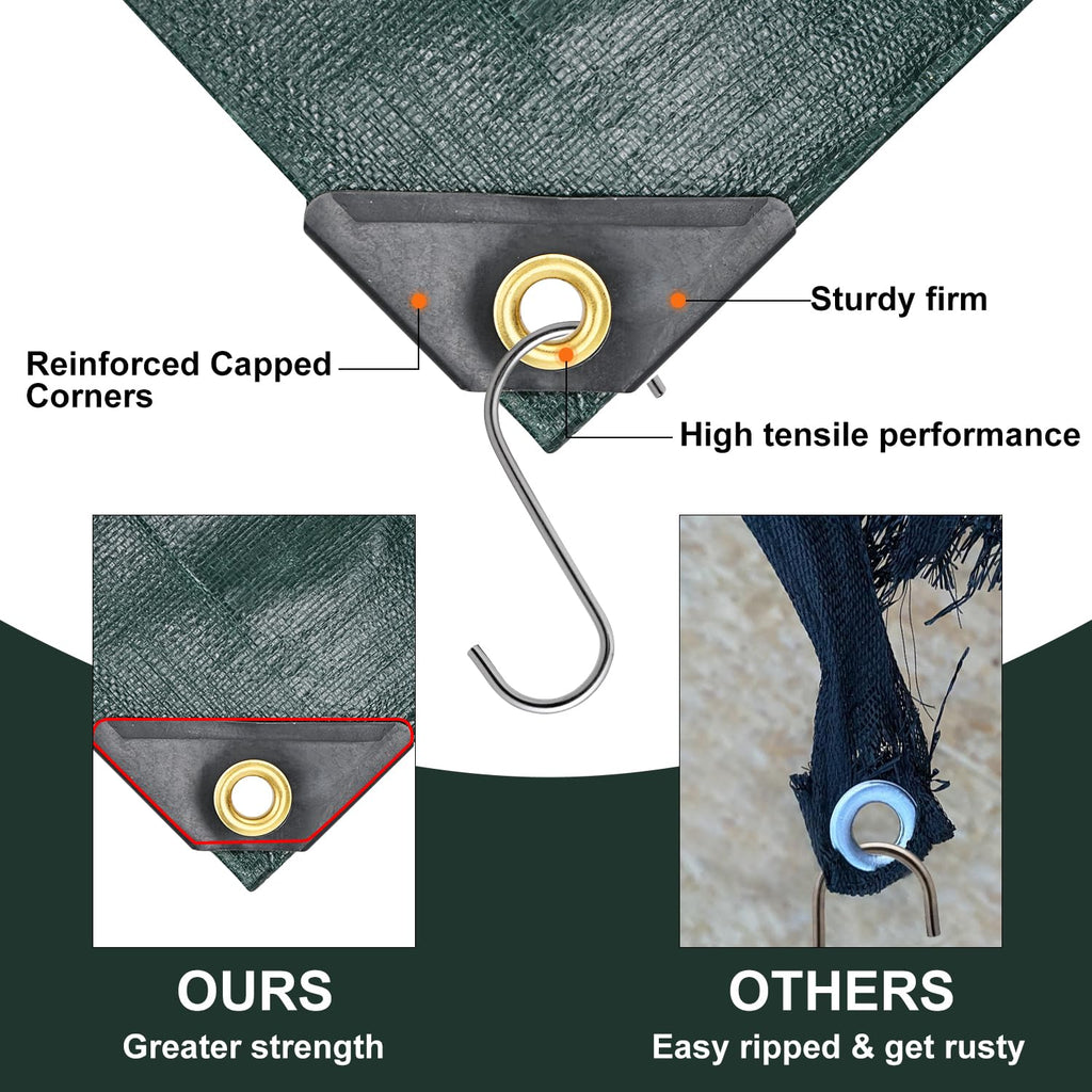 Patiobay Tarp 20x20 Feet, 16 Mil Large Waterproof Tarps Heavy Duty with Brass Grommets, Thick Plastic Tarp, UV Resistant Tear&Fade Resistant, Reinforced Edges for Outdoor Pool Car Camp Tent