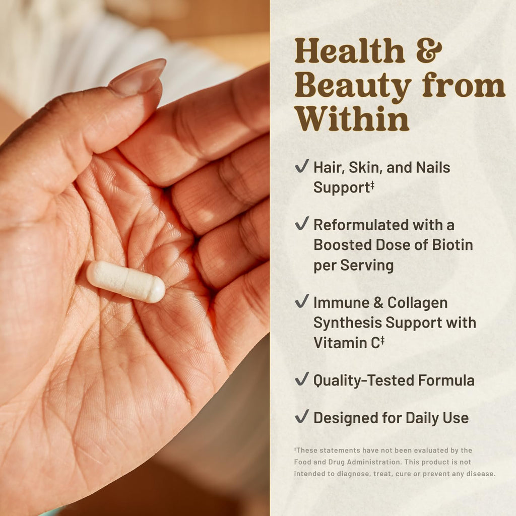 KAL Hair Force Supplement - High Potency Biotin, Hair, Skin, and Nails Vitamins for Women & Men, Contains Vitamins C, E, and B6, Hair Nutrition for Adults - 60 Ct Veg Caps