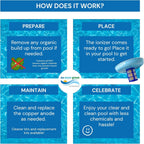 Original Solar Pool Ionizer | Pool Cleaner, use up to 85% Less Chlorine, for Pools up to 35,000 Gal, Lifetime Replacement Program