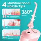 COSLUS C50 Portable Water Flosser for Teeth: 4 Modes & 5 Intensity Levels Professional Electric Dental Pick for Sensitive Gums, Braces & Orthodontic - Cordless for Travel Use, BPA-Free, ADA Accepted