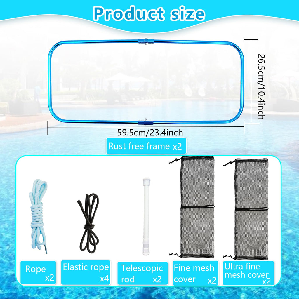 Pool Skimmer Screen Guard, Anti Rust Swimming Pool Skimmer Leaf Guard Net Blocker for Inground Above Ground Vinyl Lined, Pool Skimmer Leaf Catcher with Fine Mesh & Ultra Fine Mesh Easy to Install
