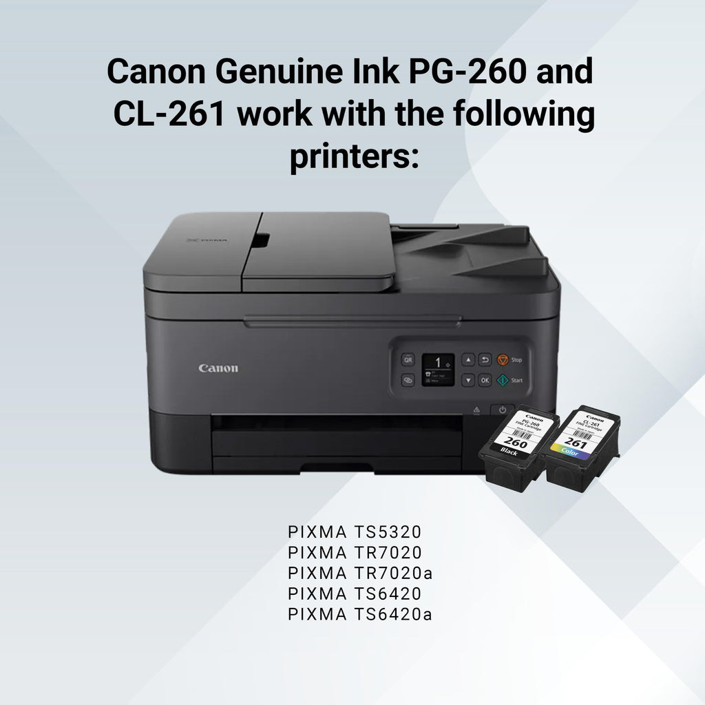 Canon PG-260 / CLI-261 Genuine Ink Value Pack (2 Cartridges), Compatible with TS5320, TR7020