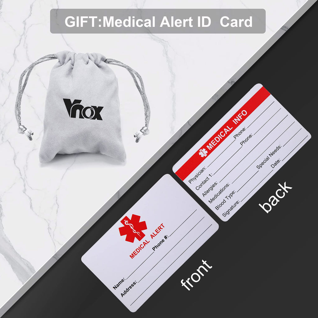 VNOX Free Engraving Medical Alert ID Blue&Black Braided Leather Black Stainless Steel Cuff Bracelet