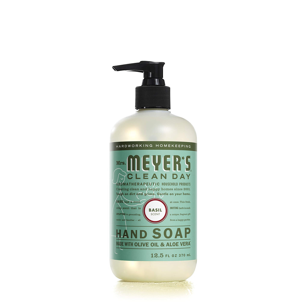 MRS. MEYER'S CLEAN DAY Liquid Hand Soap, Cruelty Free Hand Wash Made with Essential Oils, Basil Scent, 12.5 oz - Pack of 6