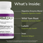 Vinco Inc - MultiWomen’s with Digestive Enzymes Daily Supplement | (90 Capsules) | Multivitamin for Women | Supports Energy, Hormone Balance, Immunity & Digestion | Gluten Free & Vegetarian