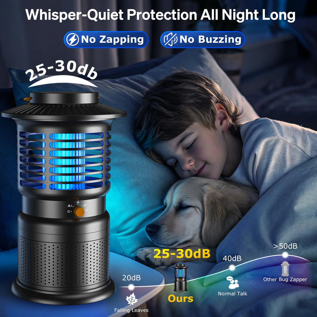Sayneep Cordless Bug Zapper Outdoor, Rechargeable Mosquito Zapper with 10,000mAh Battery & Dual Zap + Suction Trap | Quiet, Waterproof Electric Fly Zapper for Patio, Bedroom, Kitchen