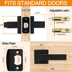 Sopoby 6 Pack Matte Black Door Handles Privacy Door Levers, Keyless Interior Door Knobs Square Door Levers Heavy Duty Door Locks for Bedroom Bathroom, Reversible Flat Levers
