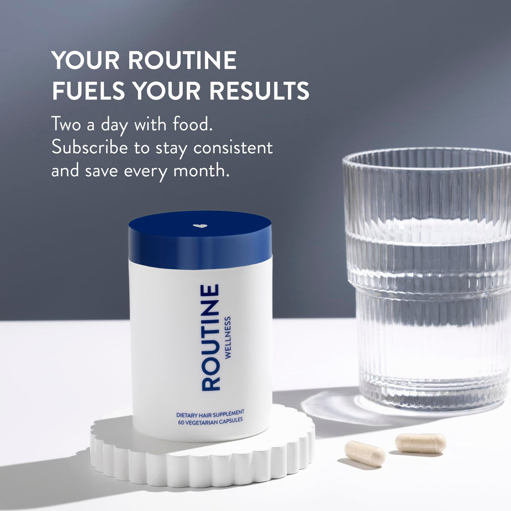 Routine Wellness Hair Growth Supplement – CLINICALLY Tested Thicker, Fuller-Looking Hair Support with Biotin & Key Nutrients, Vegetarian & Gluten-Free Vitamins - 3 Bottles, 90 Day Supply