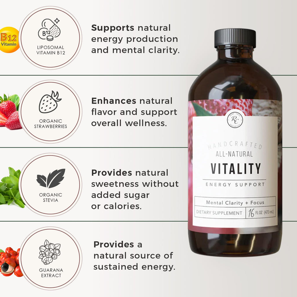 Rowe Casa Organics Vitality Energy Support with Strawberries, 16 Fl Oz