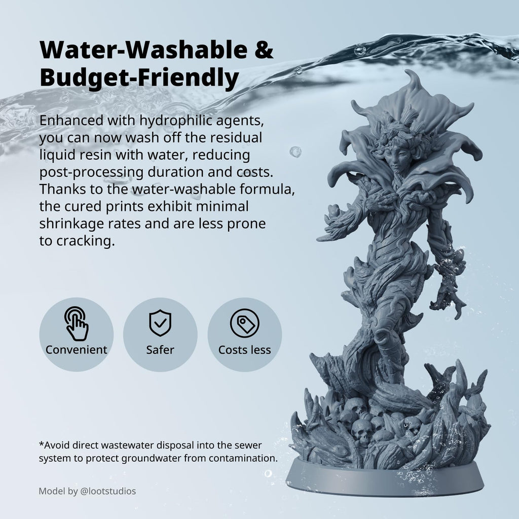 ANYCUBIC Water Washable ABS-Like Resin 3.0, 3D Printer Resin, High Toughness and High Precision, Easy to Post-Process, Low Odor, Wide Compatibility for All LCD 3D Printers (HD Grey, 1kg)
