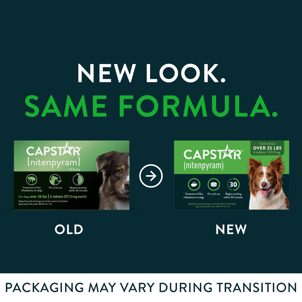 Capstar Oral Flea Tablets Dogs 25+ lbs, Nitenpyram, 6-Dose