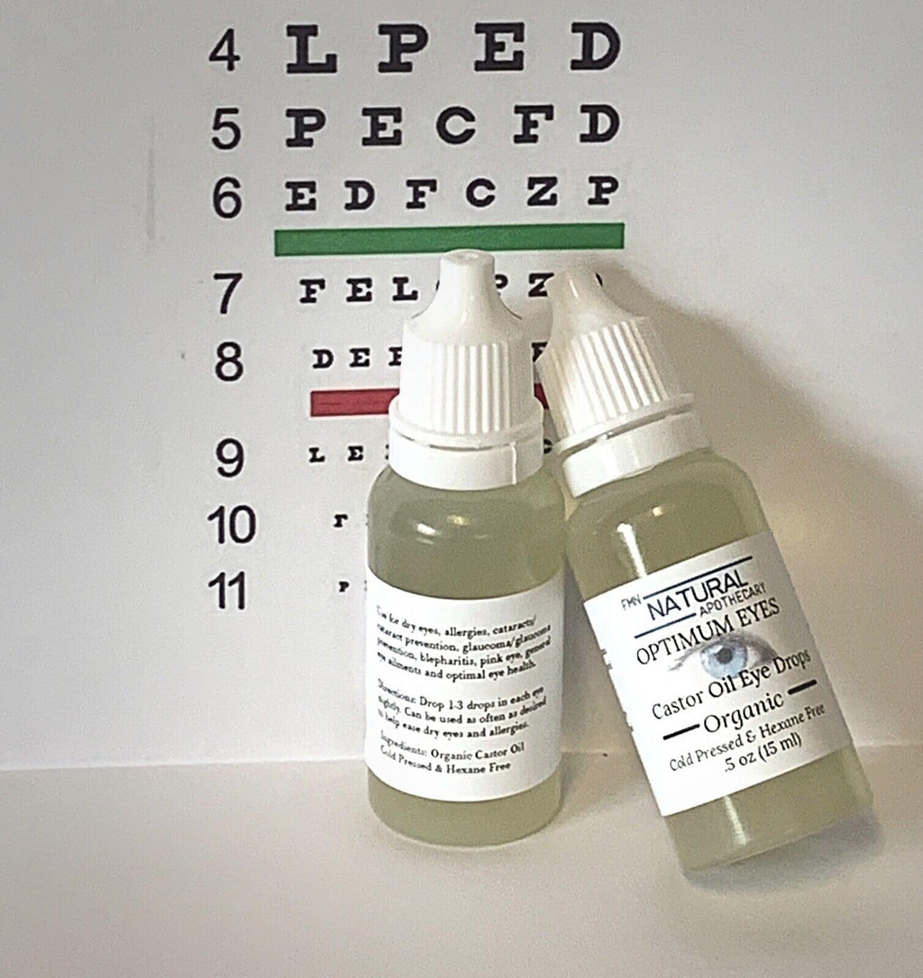 Organic Castor Oil Eye Drops FMN Natural Apothecary 100% Pure Cold Pressed Hexane Free Soothes Dry Irritated Eyes Provides Deep Hydration and Moisture Gentle and Safe for Daily Eye Care