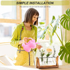 XXXFLOWER Plant Terrarium with Wooden Stand, Air Planter Bulb Glass Vase Metal Swivel Holder Retro Tabletop for Hydroponics Home Garden Office Decoration - 3 Bulb Vase