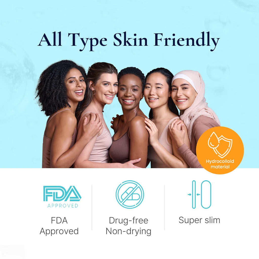 DERMAKR Discreet Acne Pimple Patch | Spot Cover & Treatment Solution Cystic Acne & Pimple | Hydrocolloid Facial Stickers | Waterproof Patches Invisibly Cover Pimples (4packs)