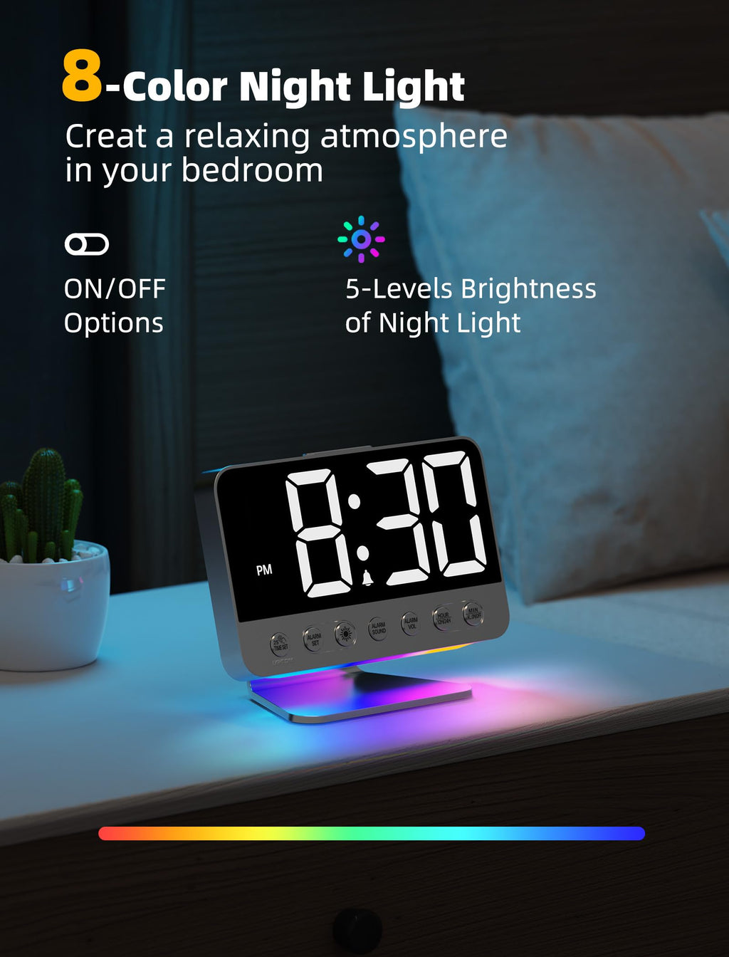 Odokee Digital Alarm Clocks for Bedrooms: Easy to Read Across The Room