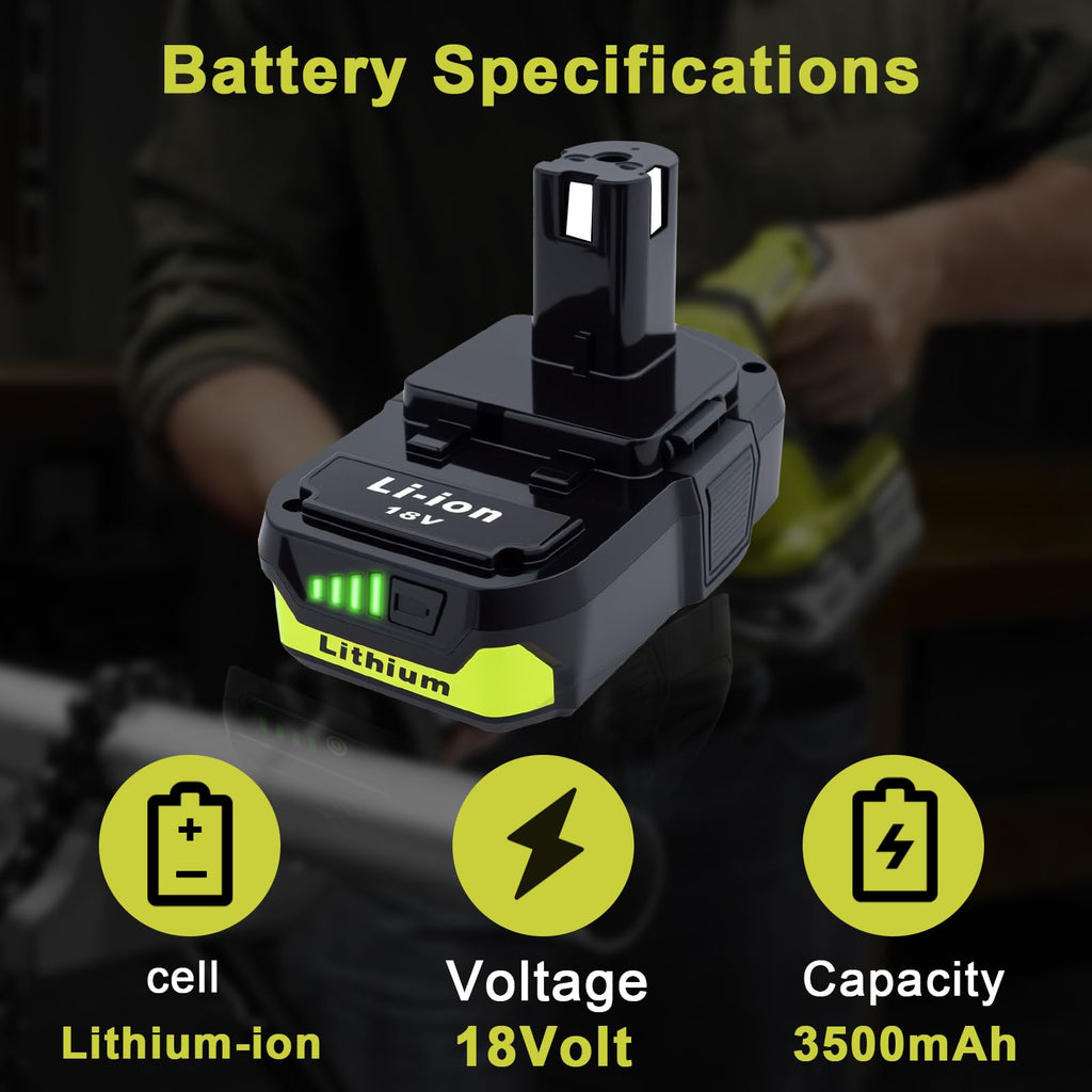 Ultraxxis 2 Pack P103 3.5Ah 18V Battery Replacement for Ryobi 18V Battery Compatible with Ryobi 18V Tools – Extended Power and Reliability