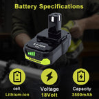 Ultraxxis 2 Pack P103 3.5Ah 18V Battery Replacement for Ryobi 18V Battery Compatible with Ryobi 18V Tools – Extended Power and Reliability