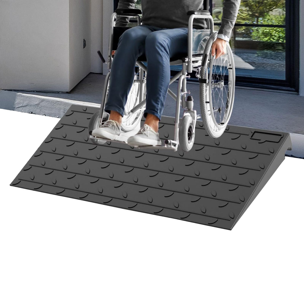 BESEA 3.5" inch Threshold Ramp Rubber Wheelchair Ramp, No-Slip Surface 3500 Lbs Load Capacity for Home Doorways Driveways Curb