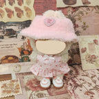 Clothes Compatible with LABUBU Doll – 3PCS Pastoral Style Set, 17cm Doll Clothes Designer Outfit for Sweet Camping Theme, Chic Stylish Accessories for Labubu, No Doll (Cherry Picnic Dress) ﻿