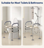 Bluelog Raised Toilet Seat with Handles, Width & Height Adjustable Toilet Seat Risers for Seniors, Heavy Duty 400lbs Elevated Toilet Seat for Elderly, Pregnant, Handicap, Fit Any Toilet