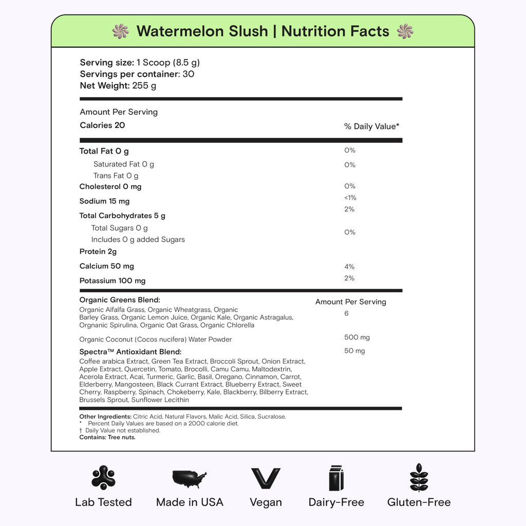 Kiala Nutrition Super Greens, Organic Greens Powder with Spirulina & Chlorella for Digestion, Gut Health, Immunity, Adaptogens, Energy, Gluten Free, Vegan, Sugar Free, Watermelon Slush, 30 Servings