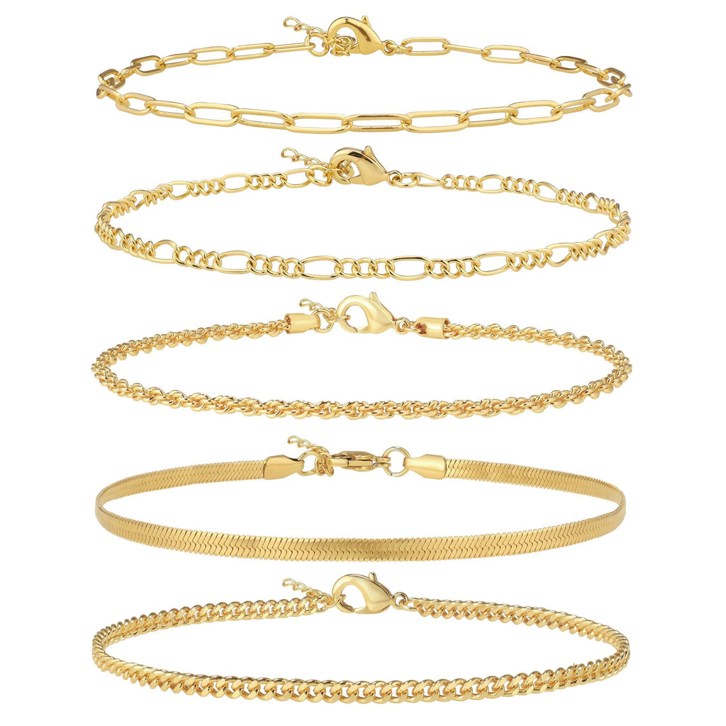 AOZEL Plus Size Gold Anklets Set Large Ankle Bracelets for Women Waterproof Non Tarnish 12 inch