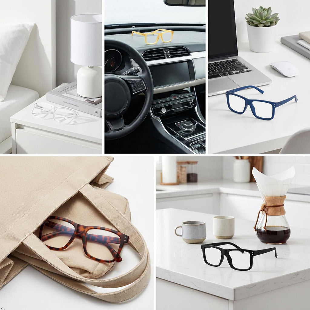 Eyekepper 5-Pack Oversized Square Reading Glasses +1.25 Men Women
