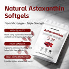SHAPEGUARD NuvaPure Astaxanthin 12mg Softgels – Triple Strength Astaxanthin from Microalgae, Non-GMO, Gluten Free, Antioxidant Dietary Supplement, 120 Softgels