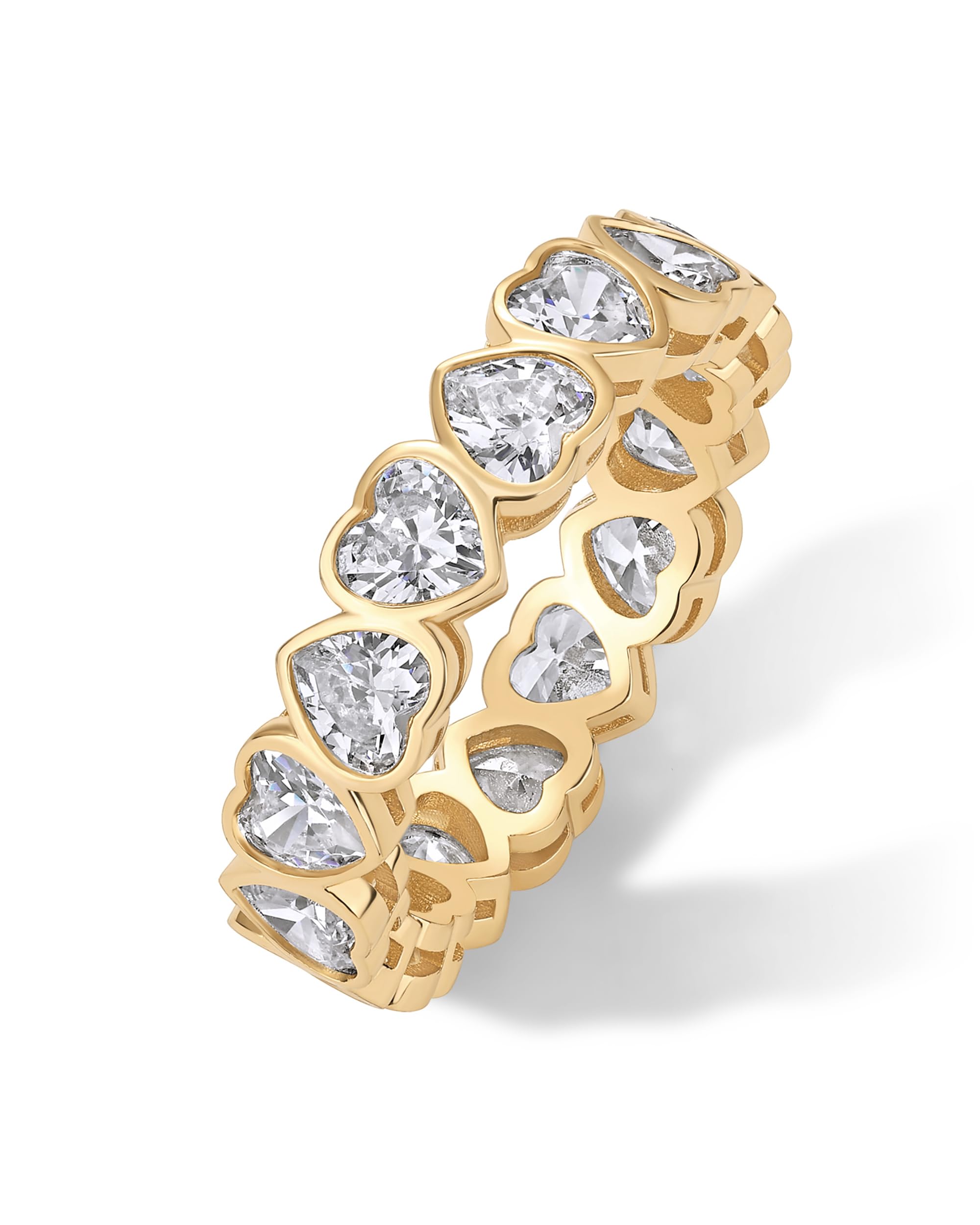 PAVOI 14K Yellow Gold Plated Heart Ring for Women, Yellow Gold
