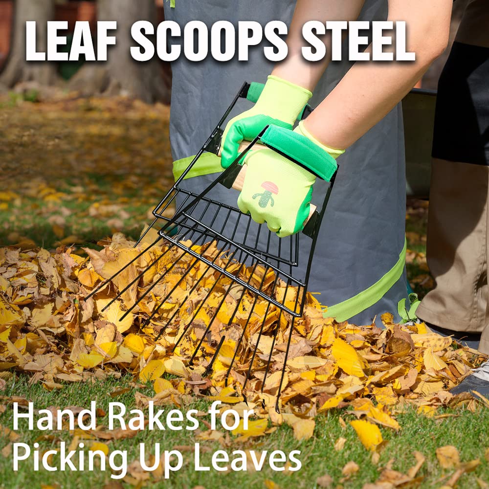 Altdorff Steel Leaf Scoops, Hand Rakes for Picking Up Leaves, Sturdy Garden Large Leaf Grabber Leaf Rake for Picking up Leaves, Collect Garbage and More