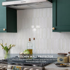 Vamos Tile Glossy Dolomite White Backsplash Tile Peel and Stick, 12.8 x 12.8 Inch 10 Sheets Long Hexagon PVC Self Adhesive Mosaic Wall Tiles Stick on Backsplash for Kitchen and Bathroom