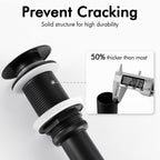 KES Bathroom Sink Drain Without Overflow Vessel Sink Lavatory Vanity Pop Up Drain Stopper Matte Black for 1.6"-1.9" Sink Hole, All Metal Rustproof Brass and 304 Stainless Steel, S2008D-BK