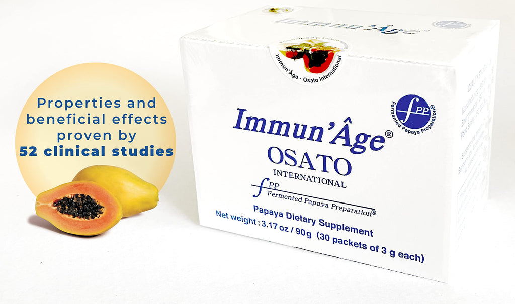 IMMUN'ÂGE - Anti Aging Supplement - NRF2 activator - Immune Support - Antioxidant - Cellular Energy Booster - Skin Aging Protection - 100% Japanese Fermented Papaya - Powder - 30 Packets x 3 Grams