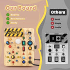 Joyreal Montessori Busy Board Wooden Sensory Toys for Toddler with LED Light Up Switch, Baby Fidget Board Travel Toys for 18+ Months, 1 2 3 Year Old Boys Girls Toddler Toy Gifts (Classic)