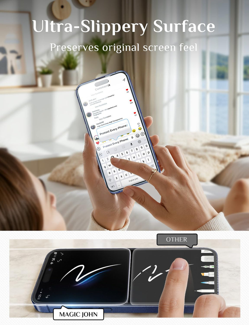 MAGIC JOHN Easy Installation for iPhone 17 Pro Screen Protector, 2 Pack
