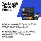 HP 910 Cyan, Magenta, Yellow Ink Cartridges (3-Pack) | Works with OfficeJet 8010, 8020 Series, OfficeJet Pro 8020, 8030 Series | Eligible for Instant Ink | 3YN97AN