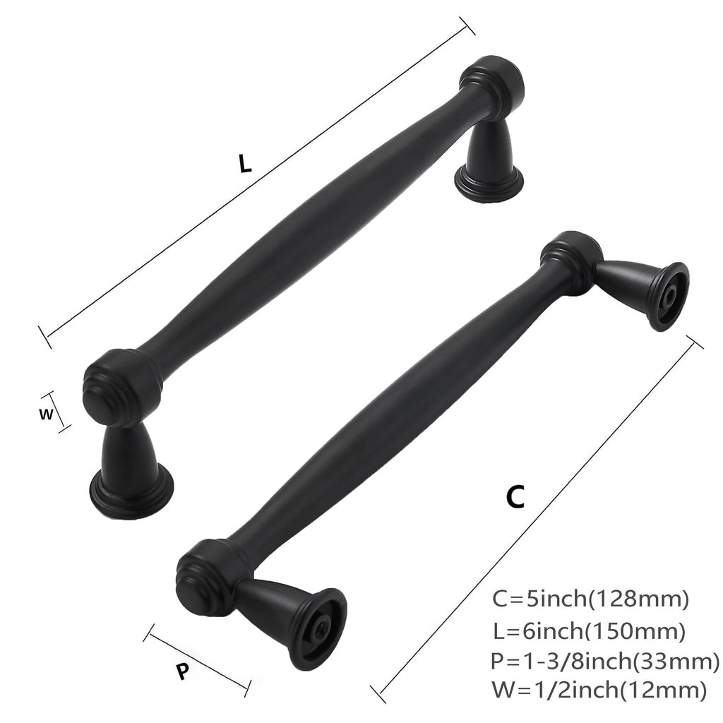 khtumeware 10 Pack 5 Inch(128mm) Black Cabinet Pulls Black Kitchen Matte Black Cabinet Handles Kitchen Cabinet Hardware for Cupboard Drawer Handles Dresser Pulls