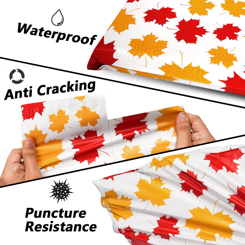 Poly Mailers 14.5x19 Inch 50 Pcs - Maple Leaf printed Shipping Bags, 2.4mil Thickness, Waterproof and Tear Resistant Mailing Envelopes, Self-Sealing Packaging Bags for Small Business